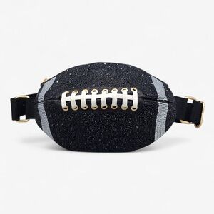Black Embellished Football Shaped Crossbody Bag